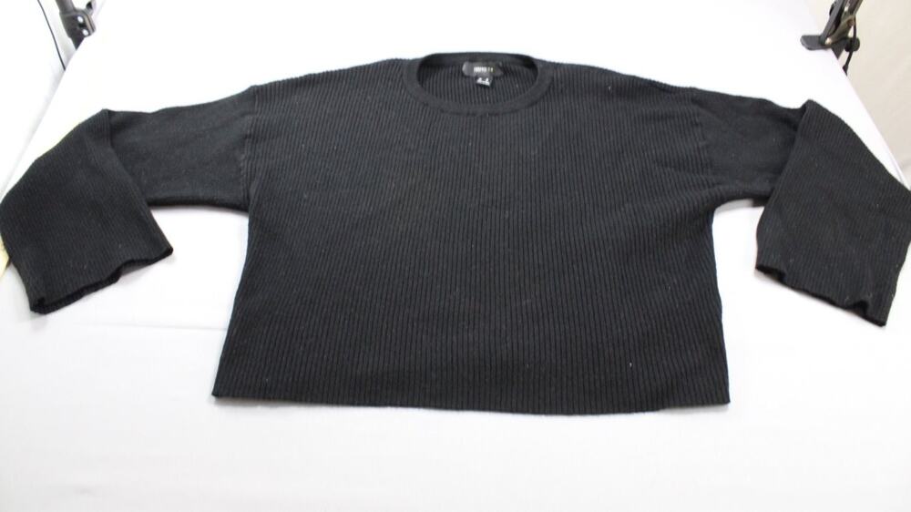 Forever 21+ Sweater Womens 1X Black Crew Neck Long Sleeve EN Rayon Ribbed